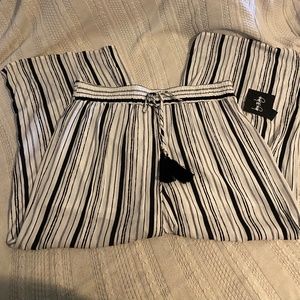 by & by Rayon Pants White with Black Stripes New with Tag Size XL